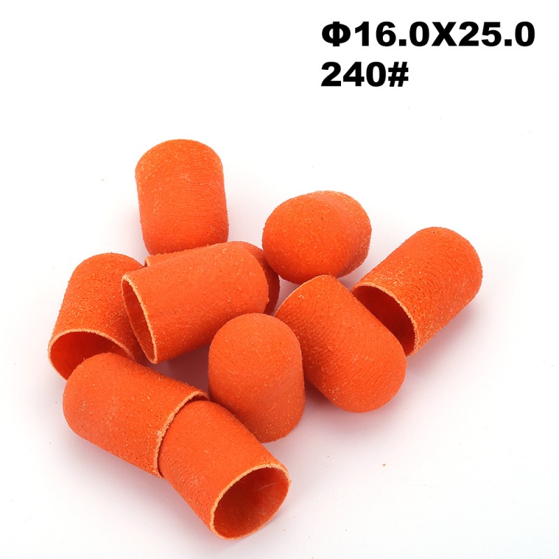 10 oranži pediküürilihvhülsi pakk Ø16×25, läbimõõt 16 mm, teravus 240