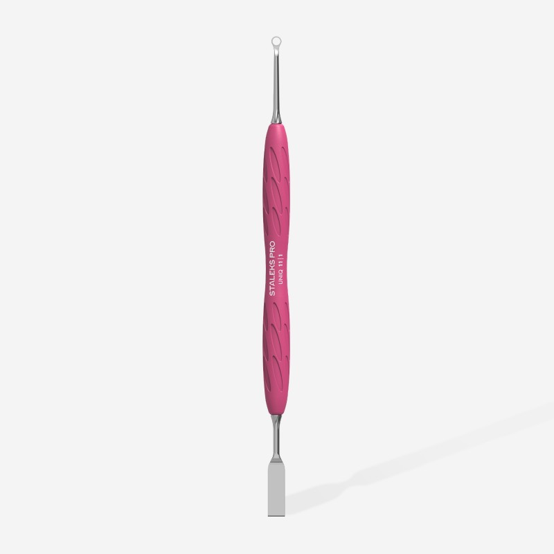 Gummy manicure pusher with silicone handle UNIQ 11 TYPE 1 (flat straight pusher + ring) PQ-11/1