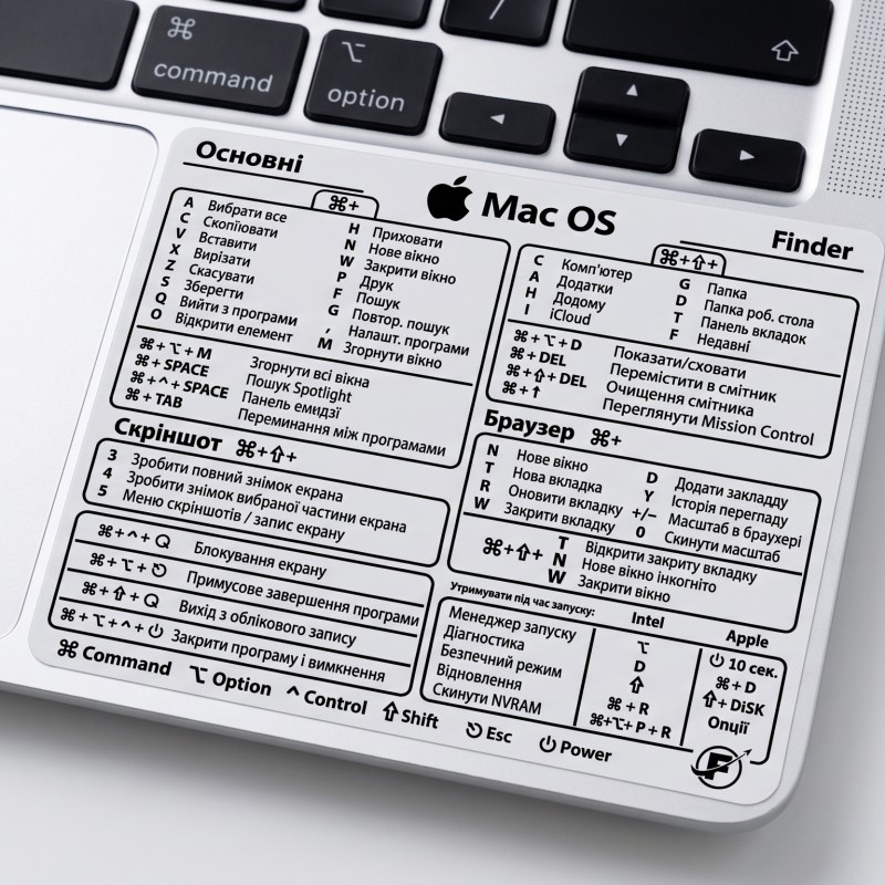 MAC kiirklahvide kleebis sülearvutile