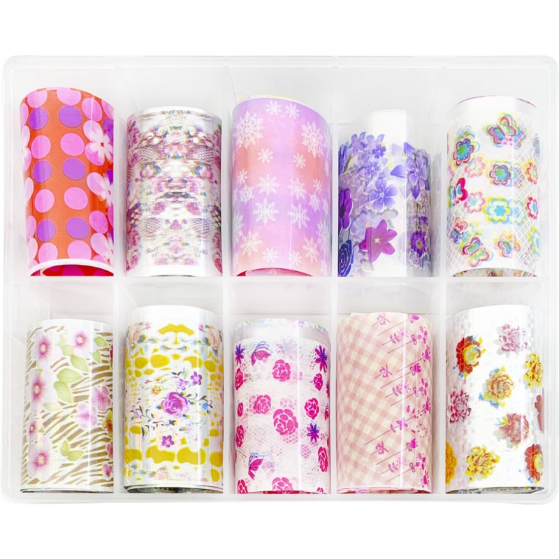 Laia küünekunsti fooliumi komplekt, 50cm, 10 tk - roosa mix
