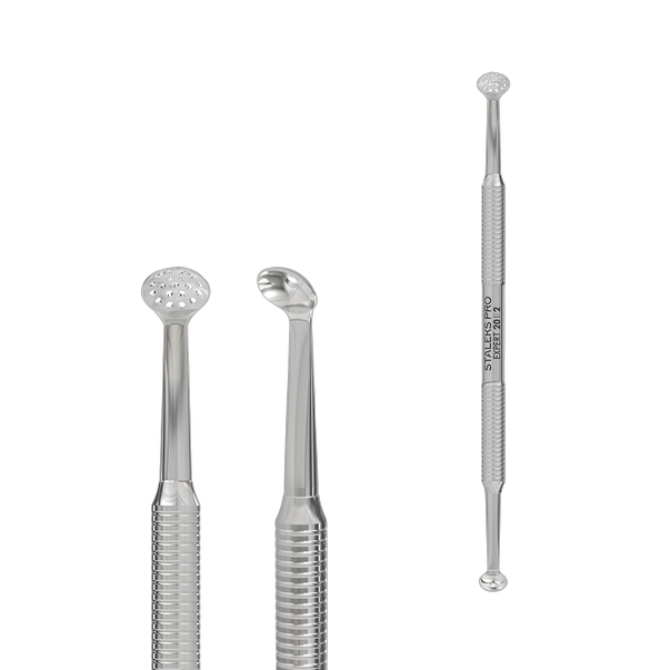 Cosmetology double-ended spoon EXPERT 20 TYPE 2 (Uno and round spoon with 19 holes)