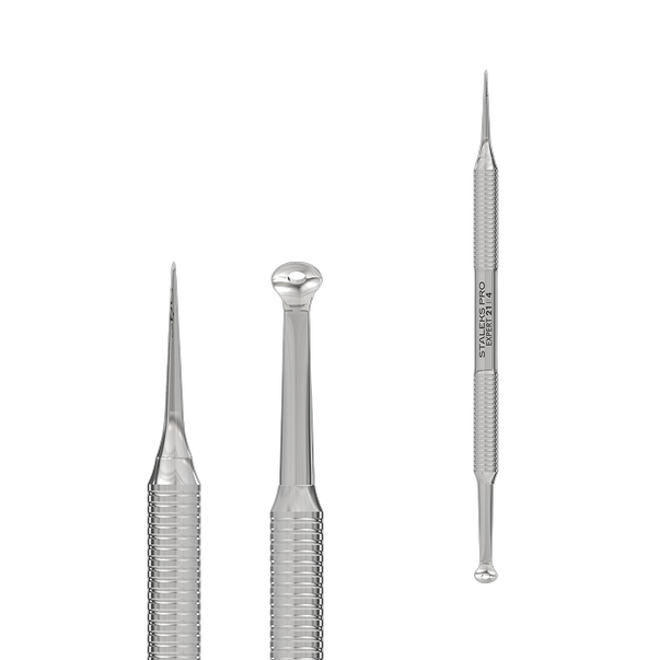 Cosmetology double-ended tool EXPERT 21 TYPE 4 (Uno spoon with larger hole size and Vidal needle straight)