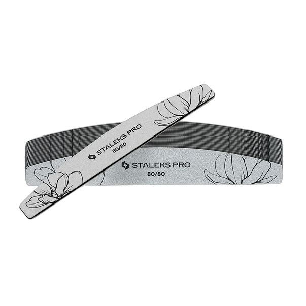 STALEKS PRO EXPERT 40 Mineral Nail File 80/80 Grit — Half-Moon Shape (25 pcs)