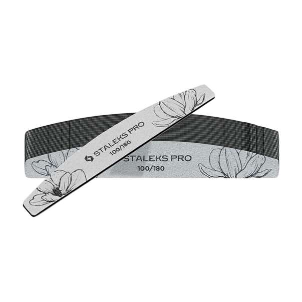 Пилка для ногтей минеральная STALEKS PRO EXPERT 40 100/180 грит (полумесяц) 25 шт