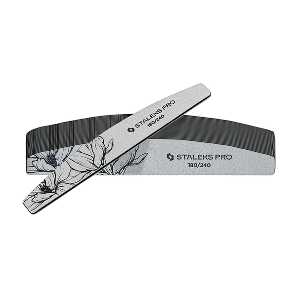 STALEKS PRO EXPERT 40 Mineral Nail File 180/240 Grit (Half-Moon) — Pack of 25