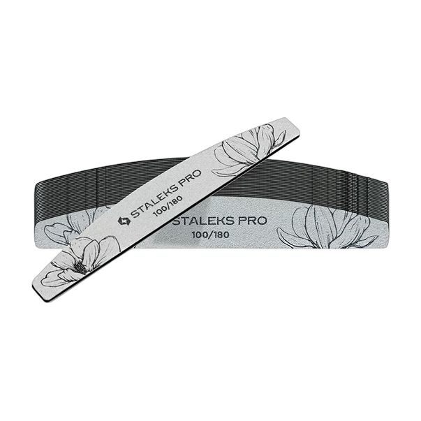 Пилка для ногтей минеральная STALEKS PRO EXPERT 40 100/180 грит (полумесяц) 25 шт