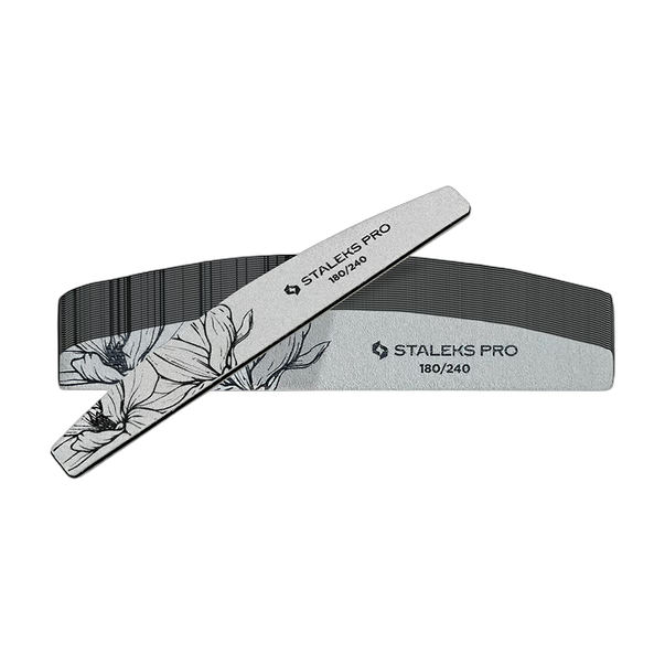 Пилка для ногтей минеральная STALEKS PRO EXPERT 40 180/240 грит (полумесяц) 25 шт