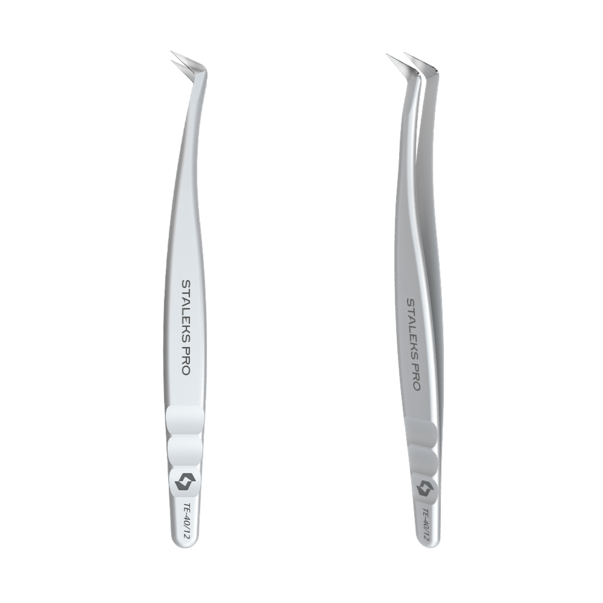 Professional eyelash tweezers EXPERT 40 TYPE 12 (L-shaped, 65')