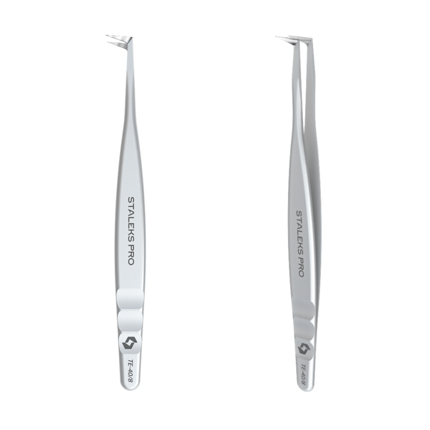 Professional eyelash tweezers EXPERT 40 TYPE 8 (L-shaped, 85')