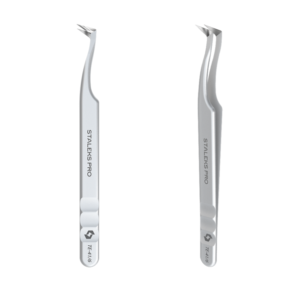 Professional eyelash tweezers EXPERT 41 TYPE 6 (L-shaped, 75')