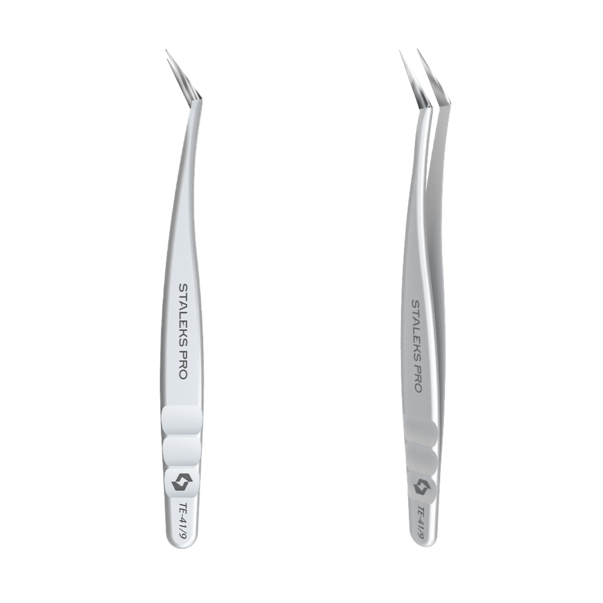Professional eyelash tweezers EXPERT 41 TYPE 9 (L-shaped, 35')