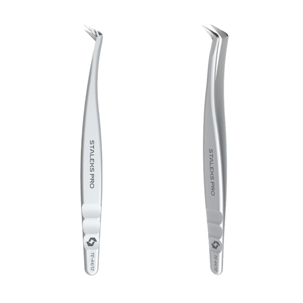 Professional eyelash tweezers with fiber tips EXPERT 44 TYPE 12 (L-shaped, 65')