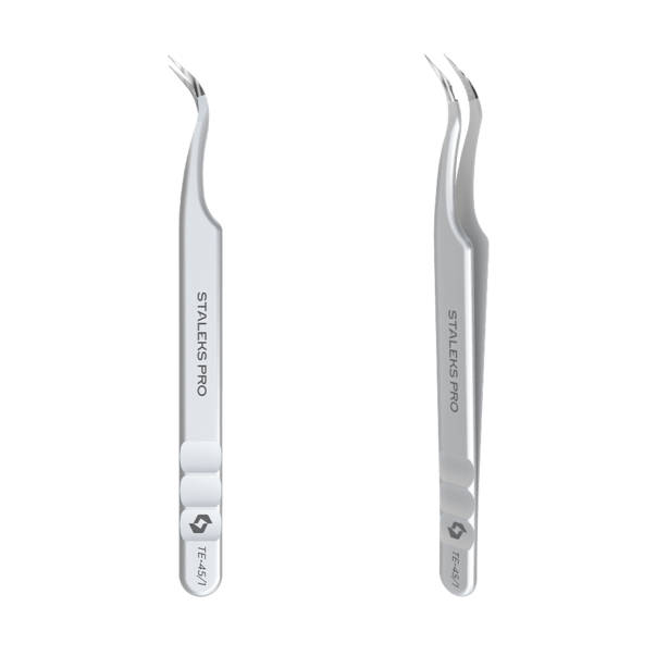 Professional eyelash tweezers with fiber tips EXPERT 45 TYPE 1 (curved)