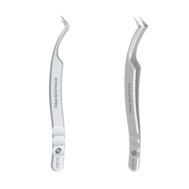 Professional eyelash tweezers with fiber tips EXPERT 45 TYPE 2 (L-shaped, 40')