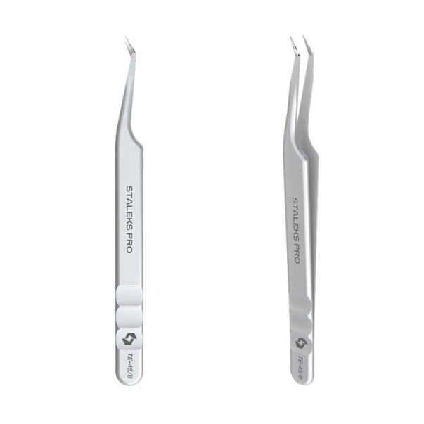 Professional eyelash tweezers with fiber tips EXPERT 45 TYPE 8 (mini L)