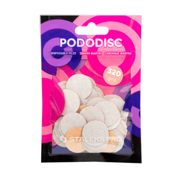 Vahetatavad valged failid pedikuurikettale 320 grit STALEKS PRO EXPERT PODODISC M 50 tk