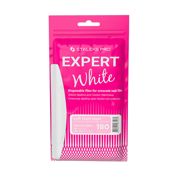 Vahetatavad valged failid poolkuukujulisele viilile pehmel alusel 180 gritti STALEKS PRO EXPERT 40 30 tk
