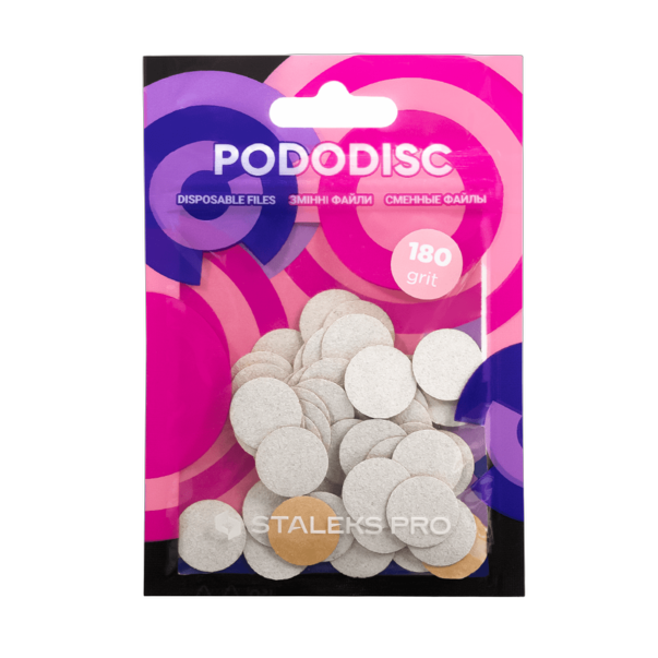 Vahetusfailid valged pediküürikettale 180 grit STALEKS PRO EXPERT PODODISC S 50 tk