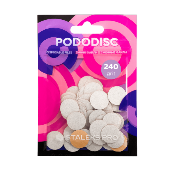 Vahetusfailid valged pediküürikettale 240 grit STALEKS PRO EXPERT PODODISC S 50 tk