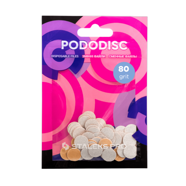 Vahetusfailid valged pediküürikettale 80 grit STALEKS PRO EXPERT PODODISC XS 50 tk