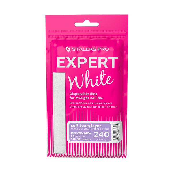 Vahetusfailid valged sirgele viilile pehmel alusel 240 grit STALEKS PRO EXPERT 20, 30 tk