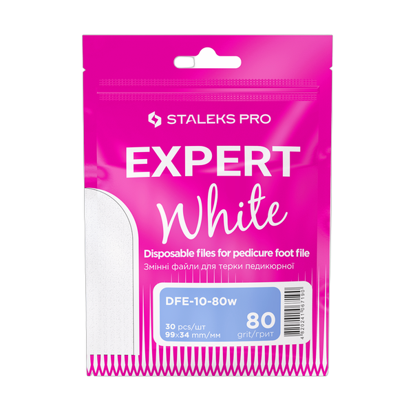 Valged vahetusviilid pediküüririivile 80 gritti STALEKS PRO EXPERT 10, 30 tk